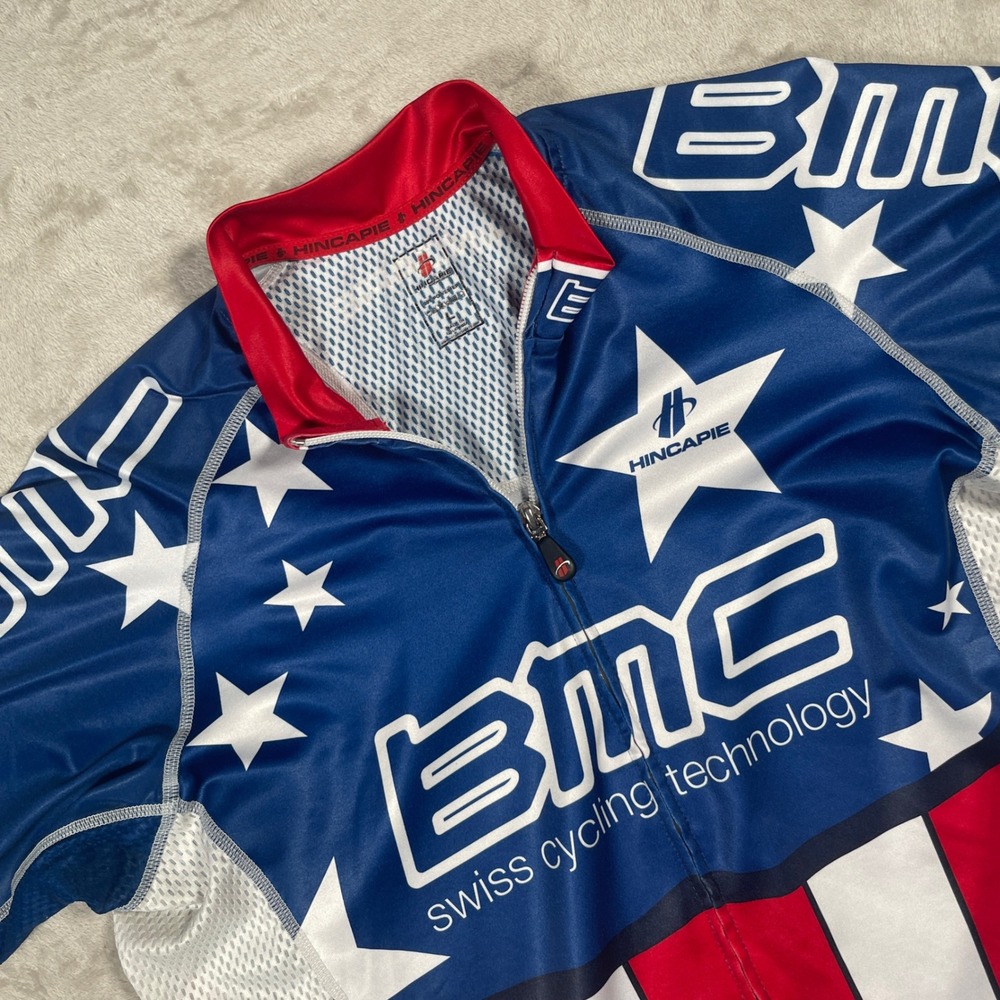 Hincapie BMC Cycling Jersey Swiss Technology Mens Large Blue Stars and Stripes